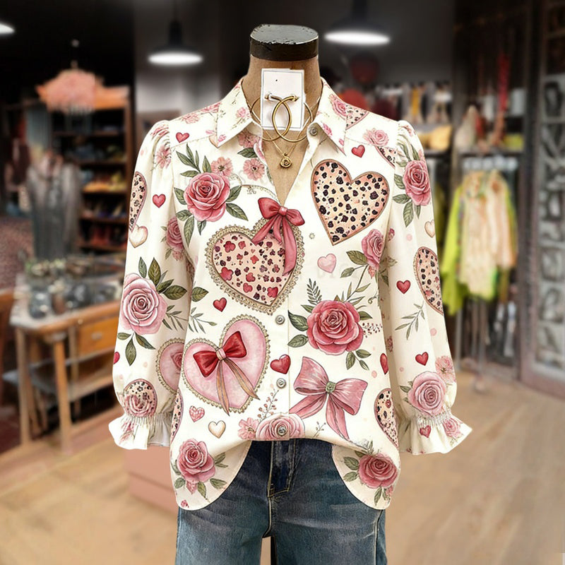 Valentina™ | Blusa romántica de corazones y rosas