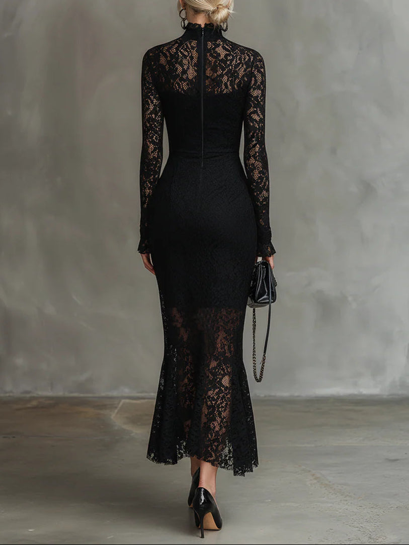 Victoria™ | Vestido Negro con Encaje Premium
